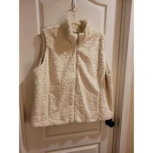 Super Soft Furry Coldwater Creek Cream Zip Up Vest Jacket Women's XXL